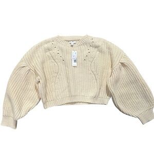 Topshop Cable Knit Cropped Jumper Sweater Women’s Size 14 – Buttermilk Cream NWT
